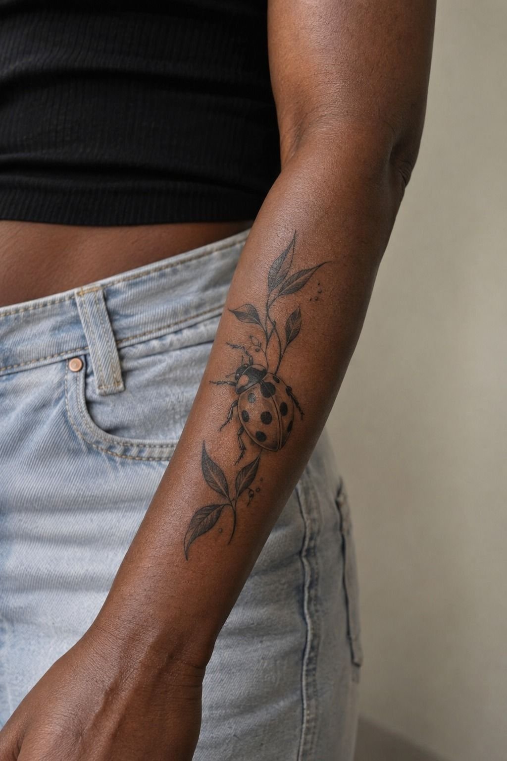 Bold Ladybug Tattoo Stencil Forearm Design