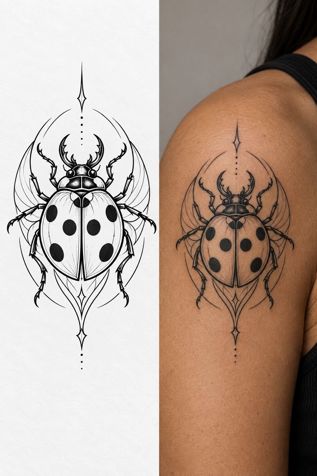Fierce Ladybug Tattoo Stencil Shoulder Emblem