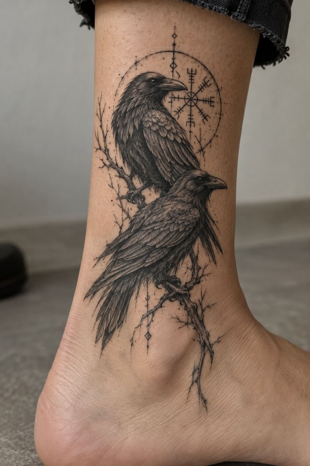 J’ai esquissé deux corbeaux inspirés d’Odin
