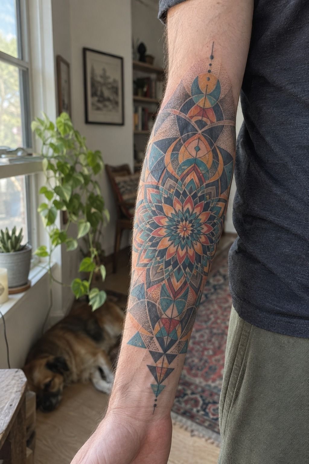 Colorful Mandala Drawing Forearm Sleeve