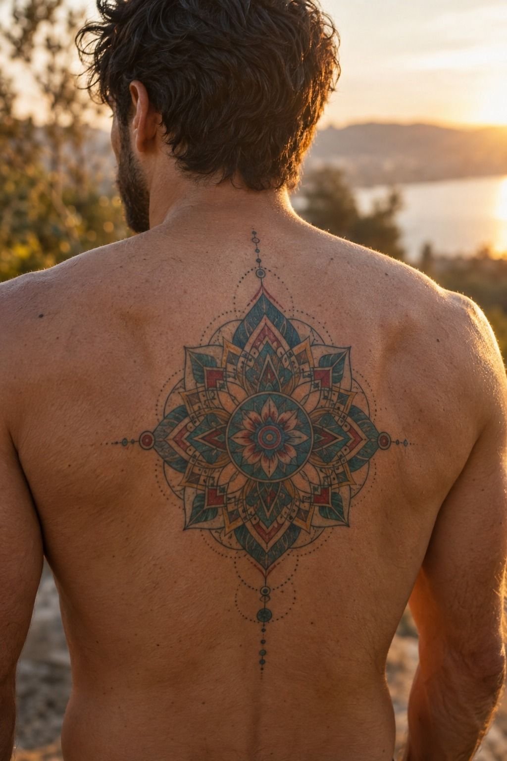 Mandala Art Design Colour Back Tattoo