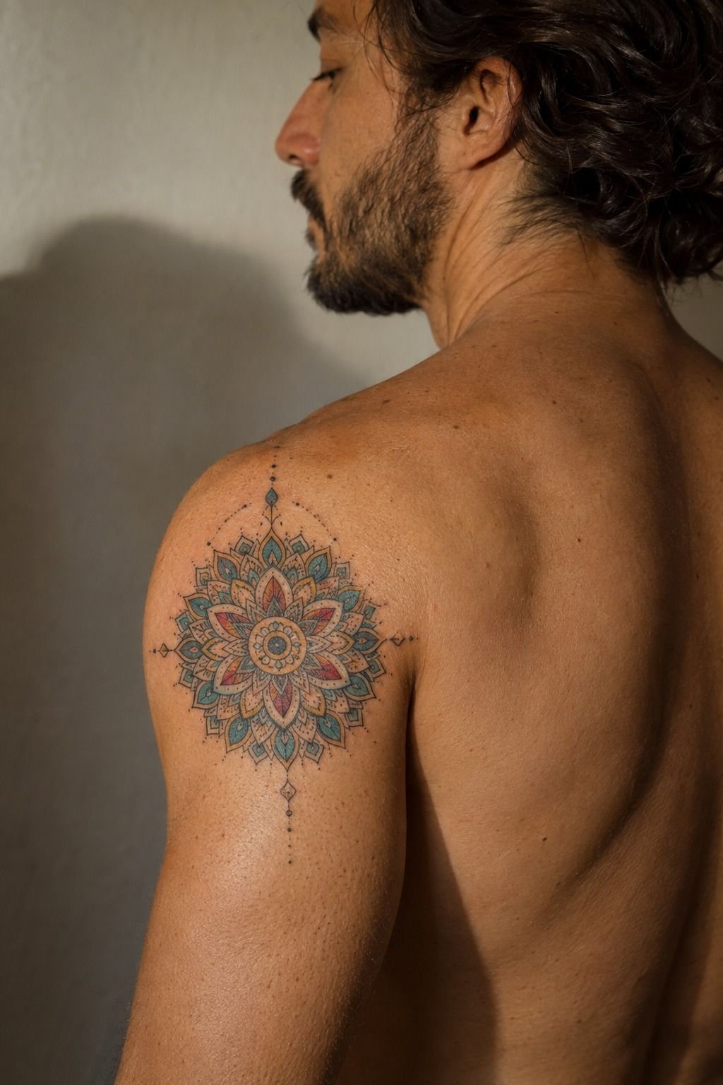 Colorful Mandala Drawing Fine Linework