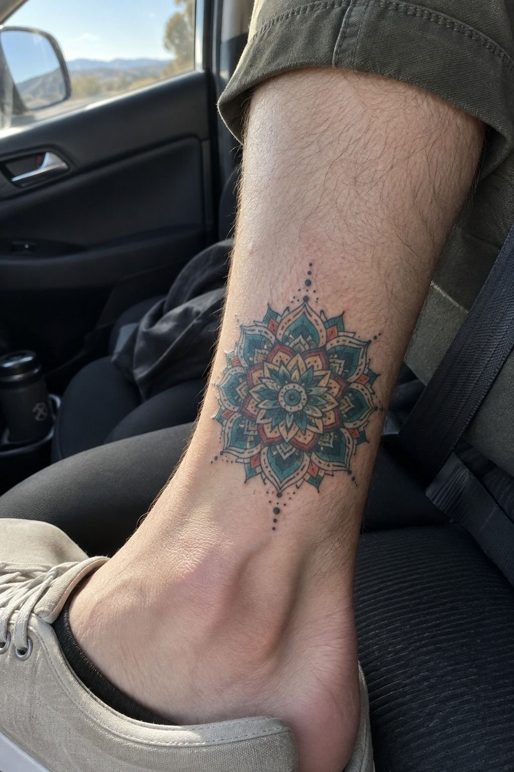 Ornate Colorful Mandala Ankle Design