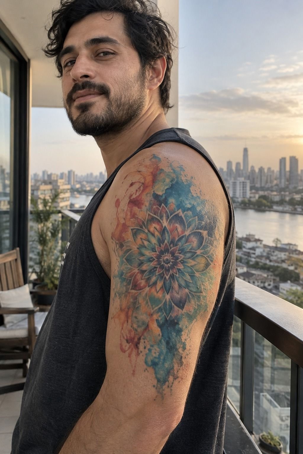 Watercolor Mandala Art Upper Arm