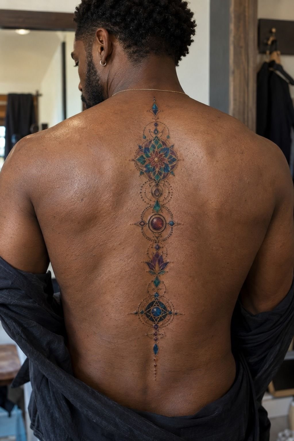 Jewel Toned Mandala Spine Design