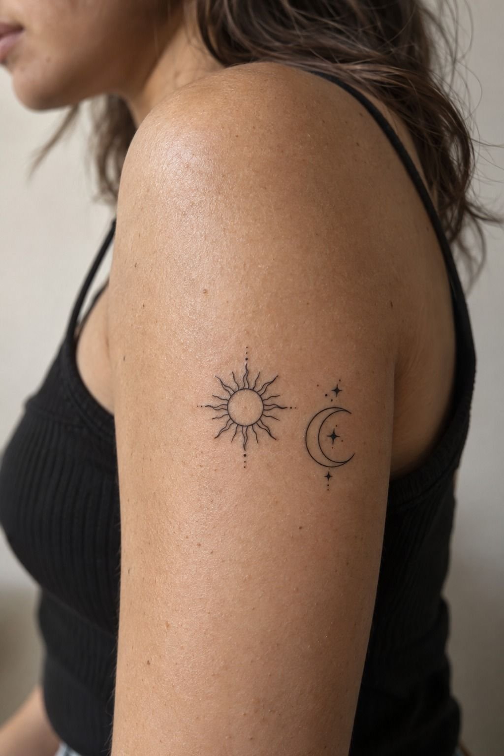 Tiny Sun and Moon Bestie Tattoos