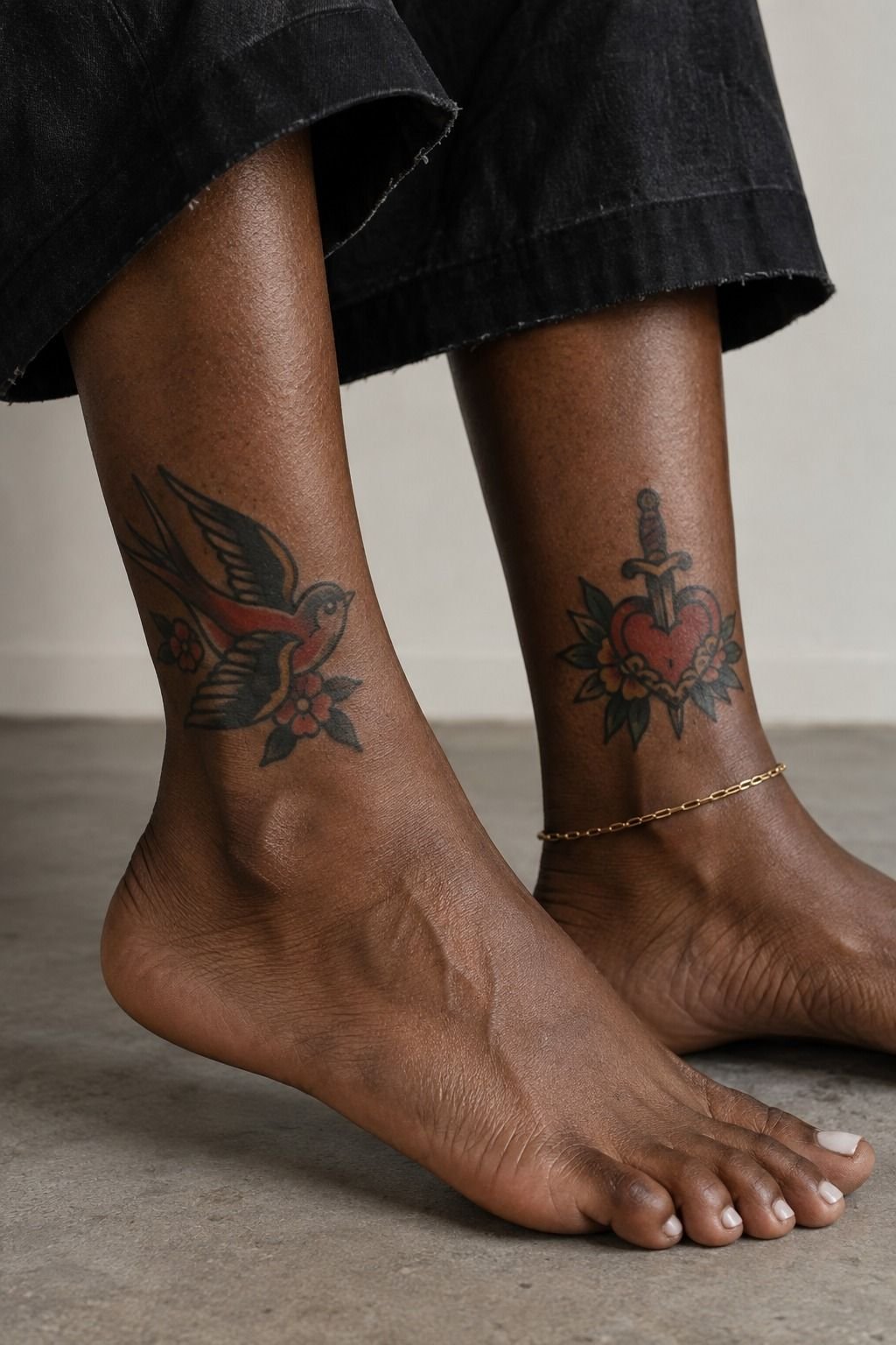 Bold Traditional Symbols on Matching Ankles