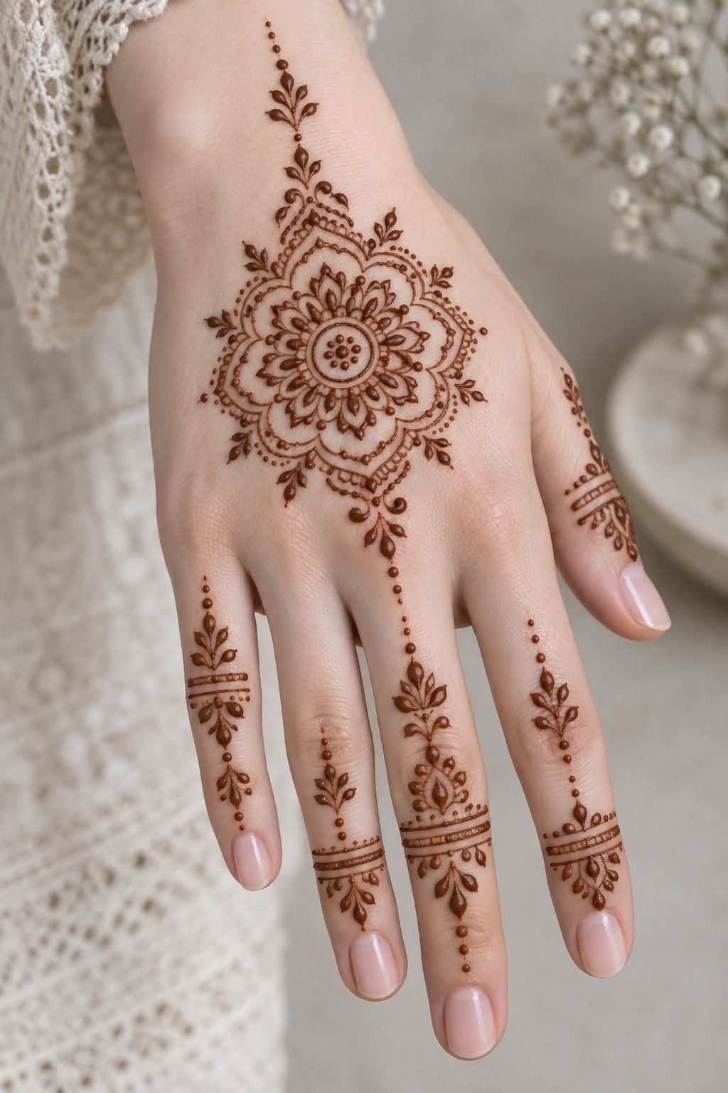 Minimal Mandala Centerpiece With Fine Linework