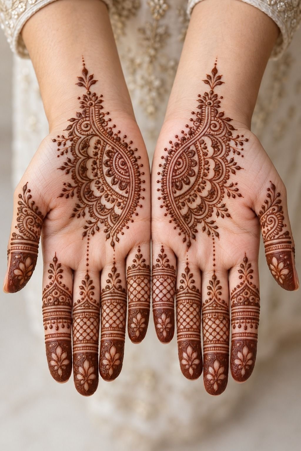 Elegant Half Mandala With Fingertip Details