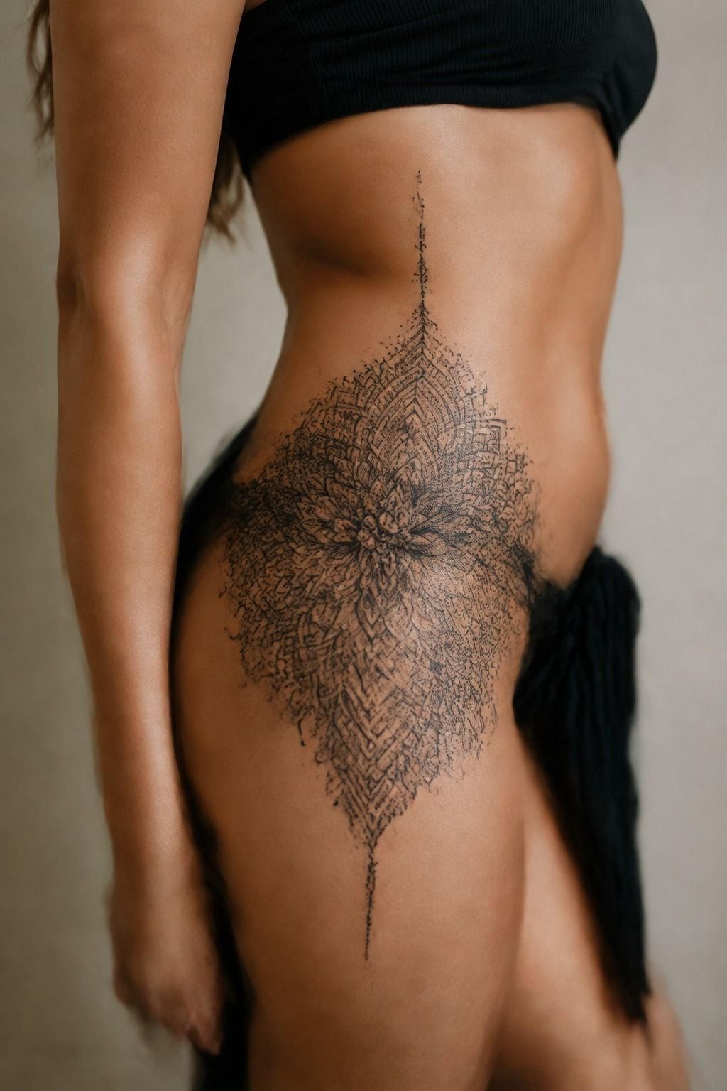 Ornate Mandala Hip Tattoo With Dotwork Details