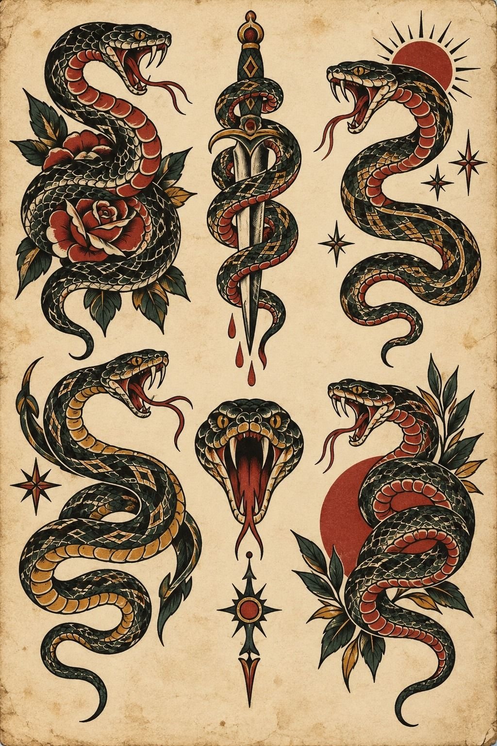 Fierce Snake Hip Tats With Sharp Scales