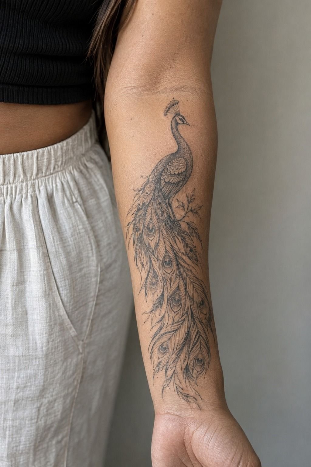 Place Peacock Tattoo Along The Forearm