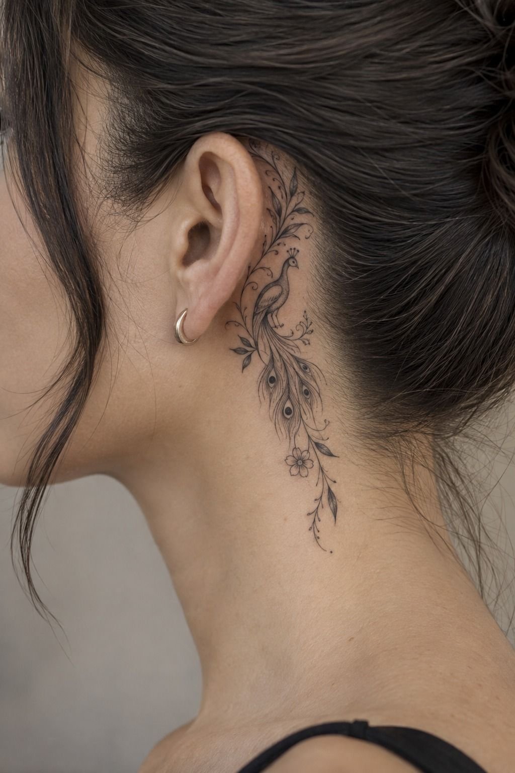 Combine Peacock Tattoo With Botanical Accents