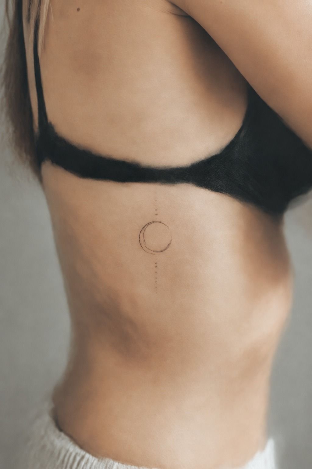 Minimalist Rib Cage Moon Tattoos: The Crescent Contrast Rule