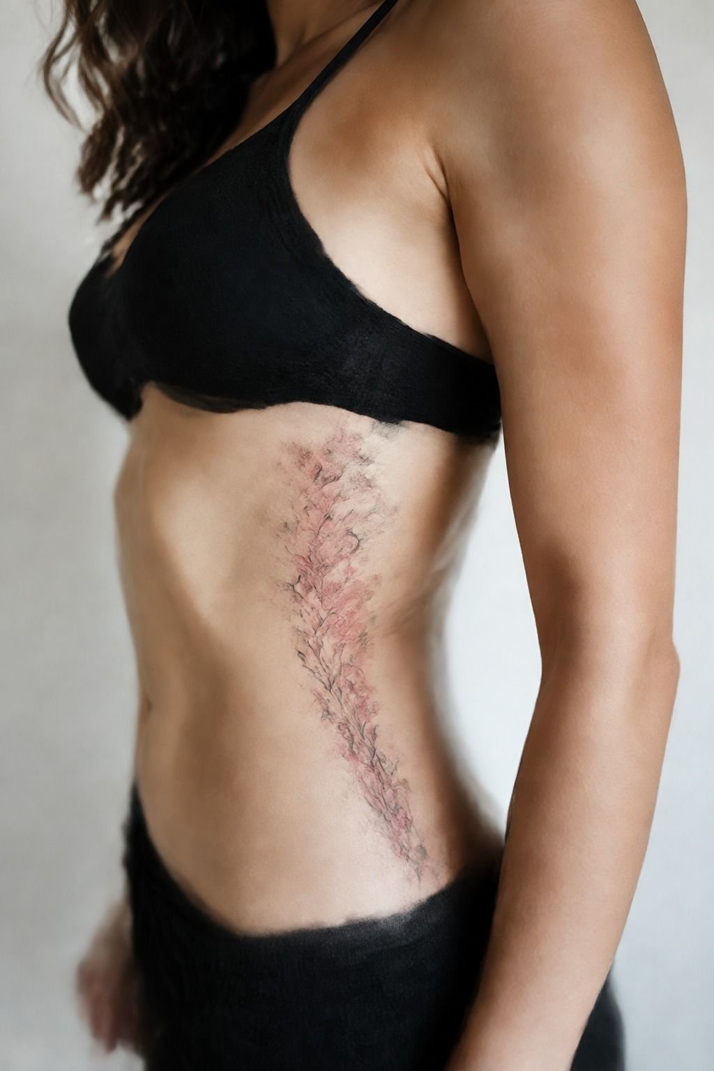 Watercolor Rib Cage Flower Tattoos