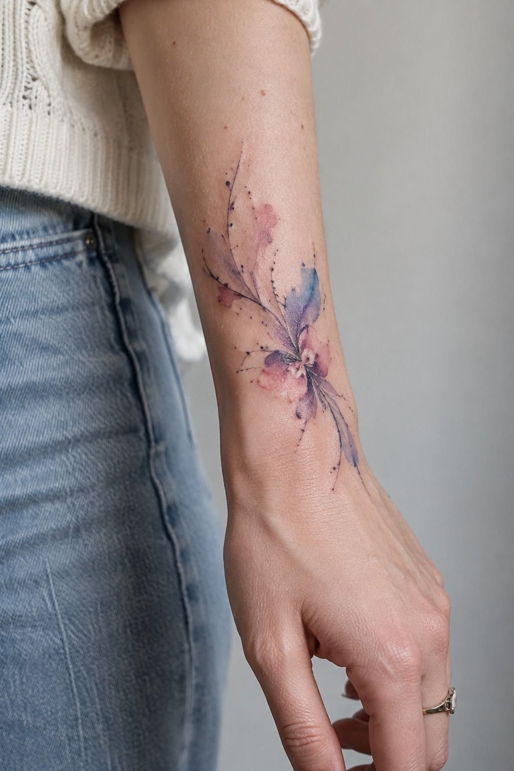 Abstract Watercolor Tattoo For Women