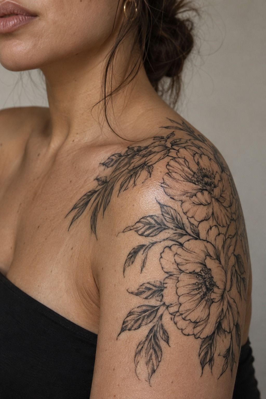 I Sketched a Striking Floral Shoulder Outline