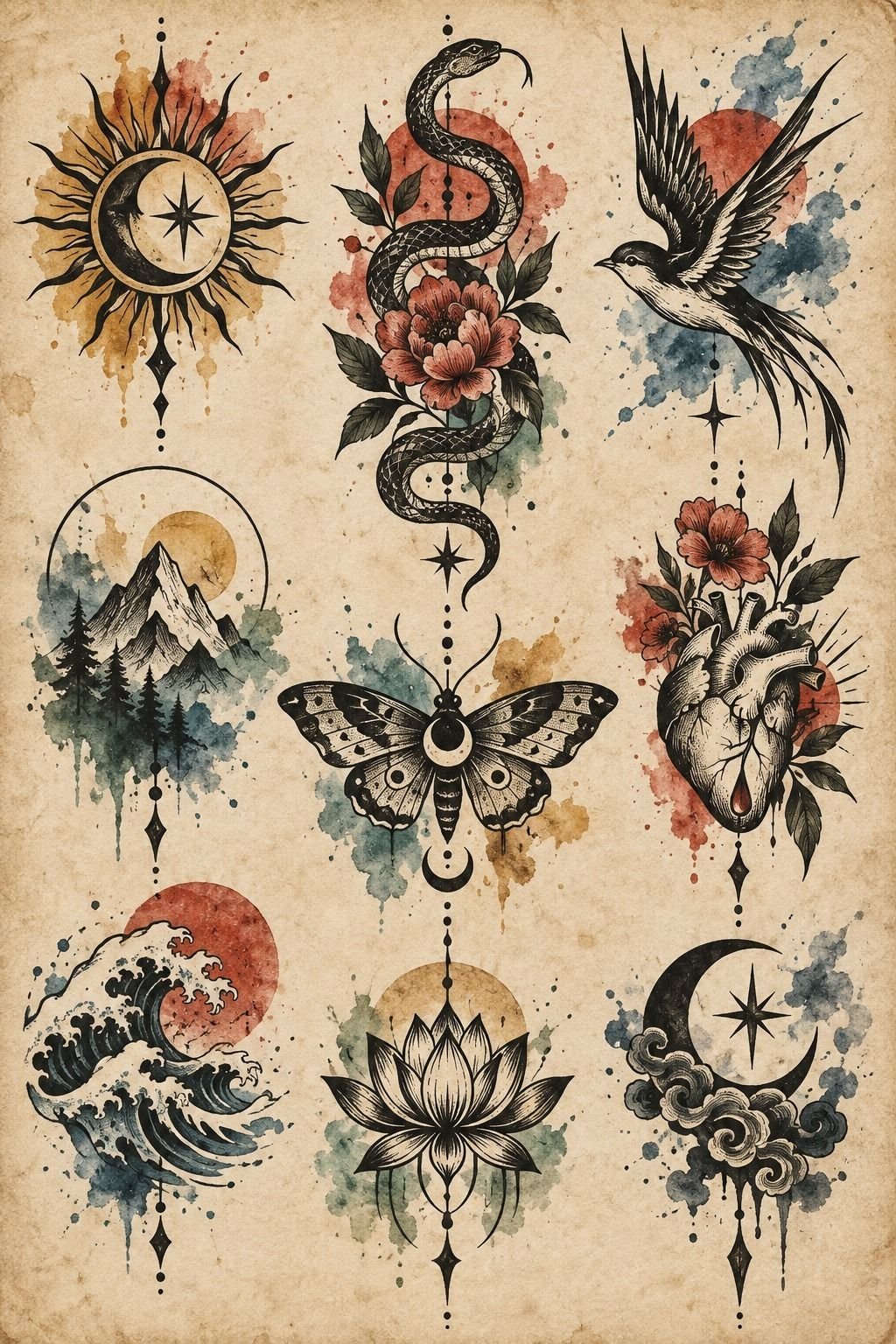 Blackwork Accents Instead Of Colored Outlines