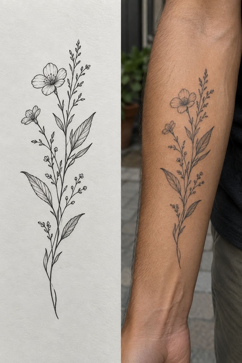 Botanical Forearm Ink: One Stem, No Clutter