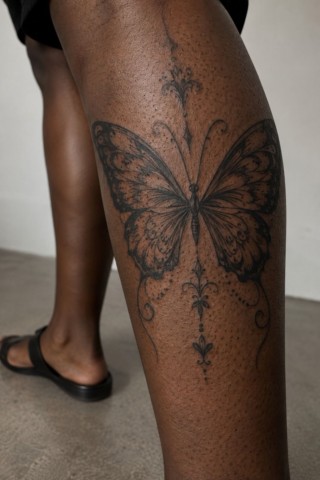Build the Ornamental Halo Around a Black Butterfly Tattoo