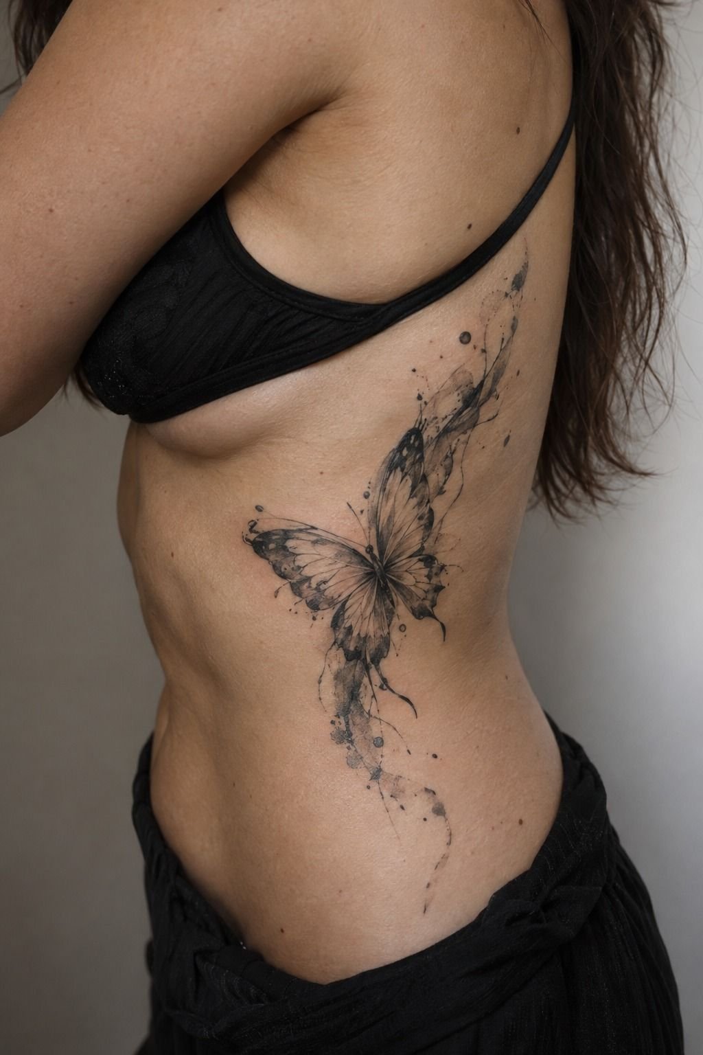 Layer Watercolor Black Butterfly Tattoo Accents