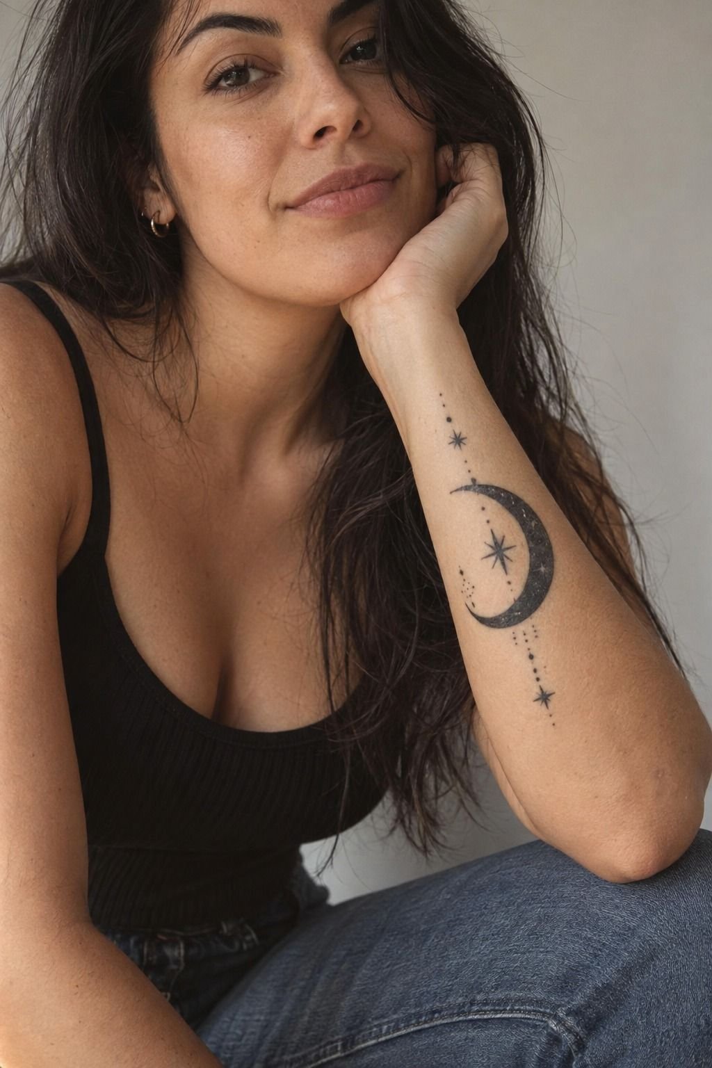 Witchy Moon Tattoo Blackwork Audacieux