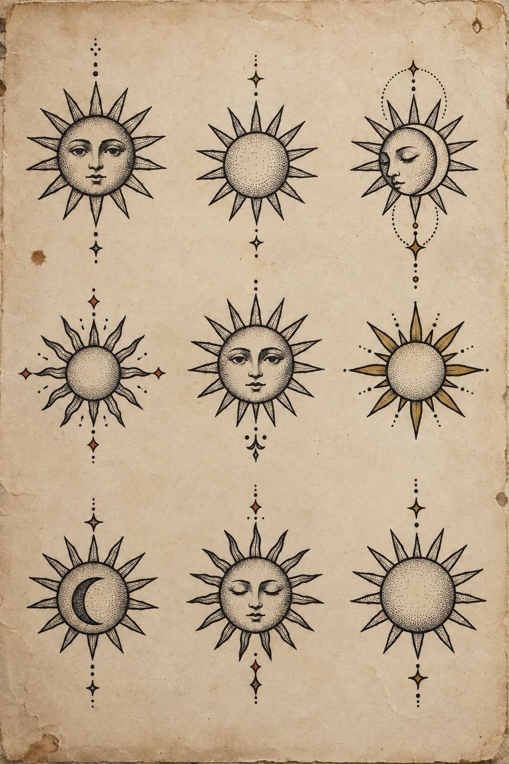 Sun or Symbol? A Line-and-Dotwork Ankle Design
