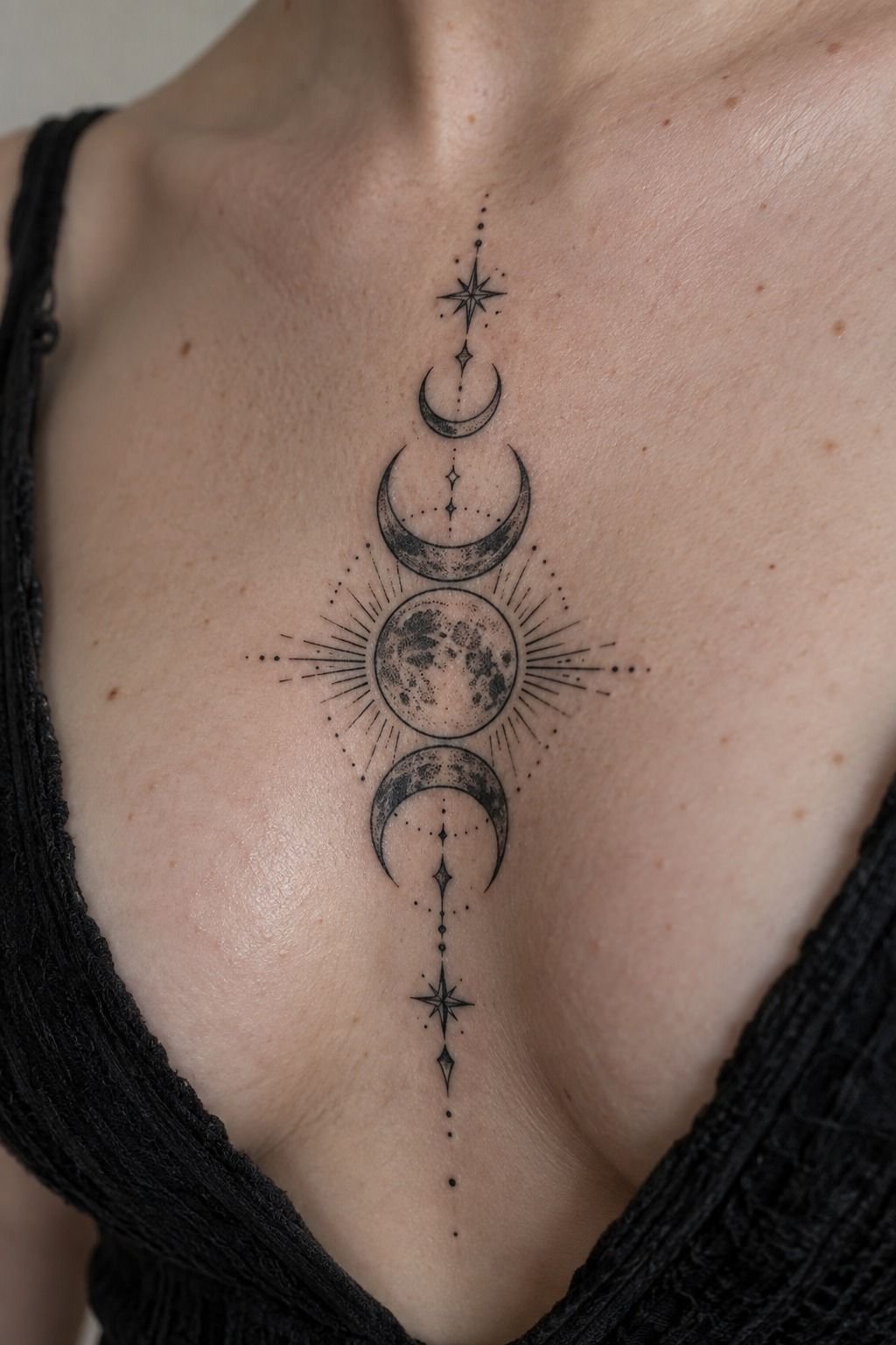 Witchy Moon Tattoo sur les Côtes