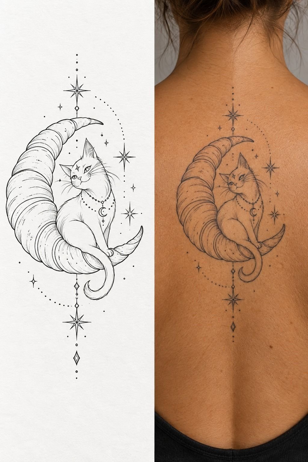 Croissant Lunaire avec Chat Magique