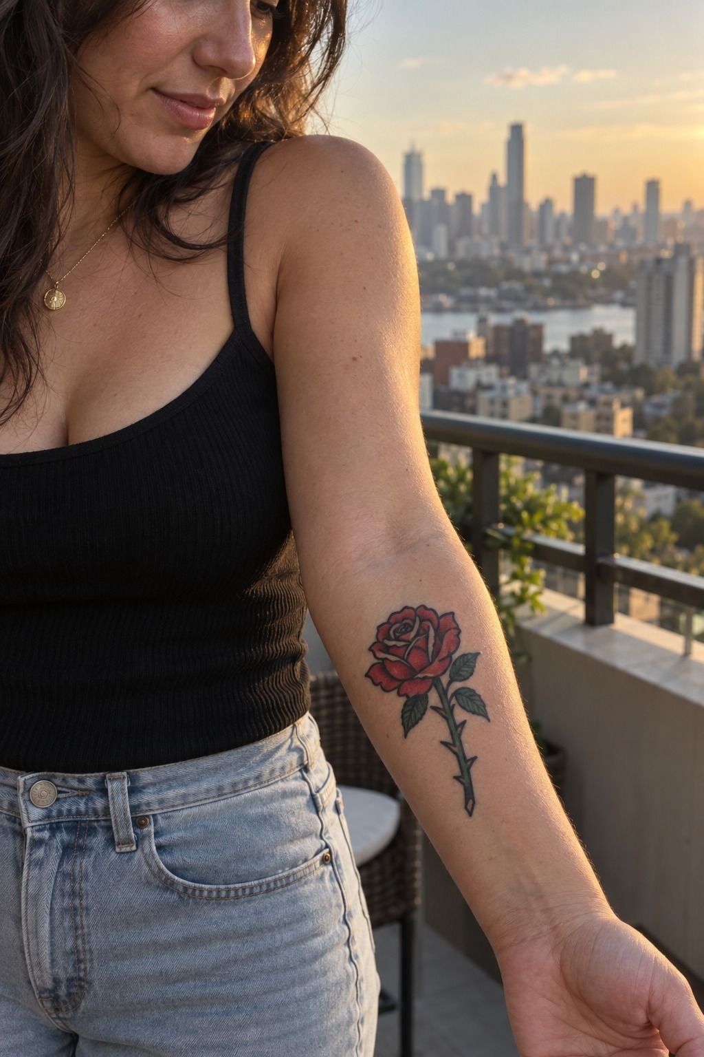 Why a Delicate Traditional Rose Forearm Tattoo Works