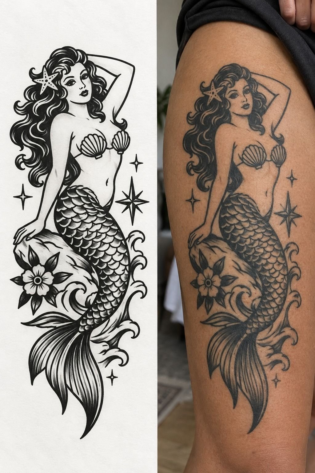 Follow a Graceful Mermaid Down the Thigh