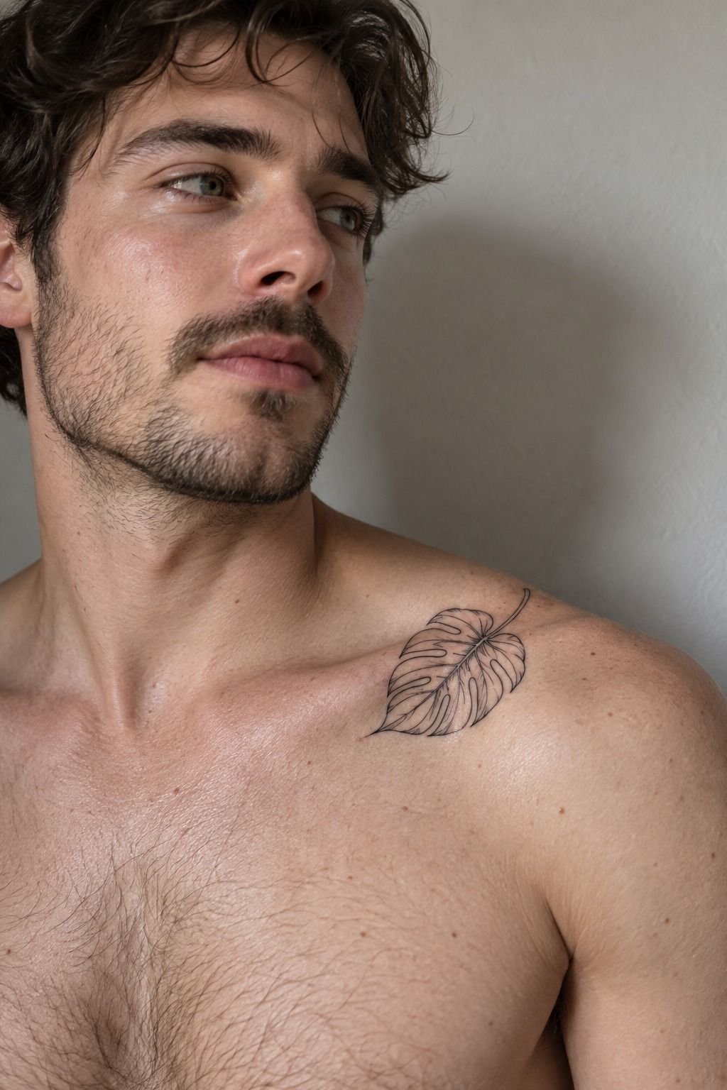 Monstera Leaf Tattoo With Bold Linework