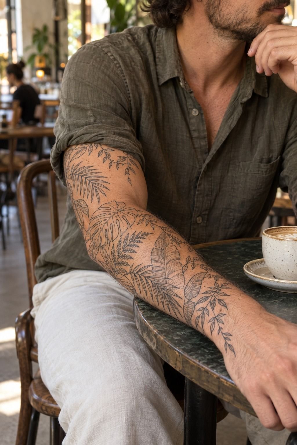 Build a Tropical Plant Tattoo Sleeve in Layers