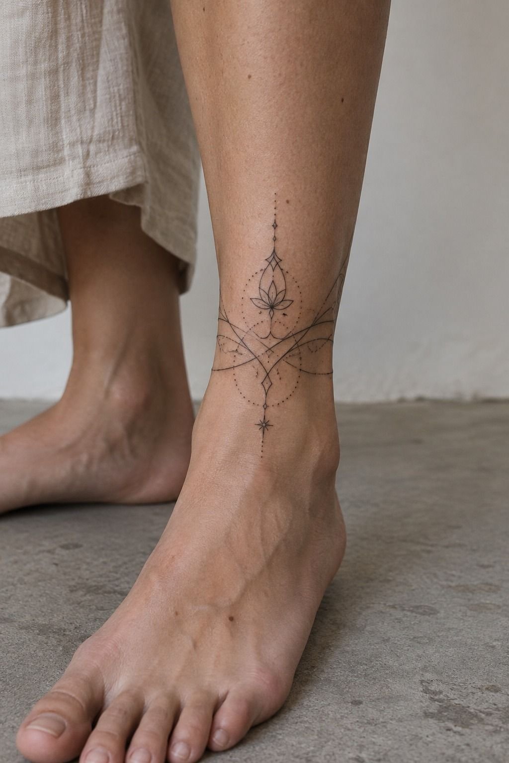 Map Flowing Sacred Lines Around the Ankle