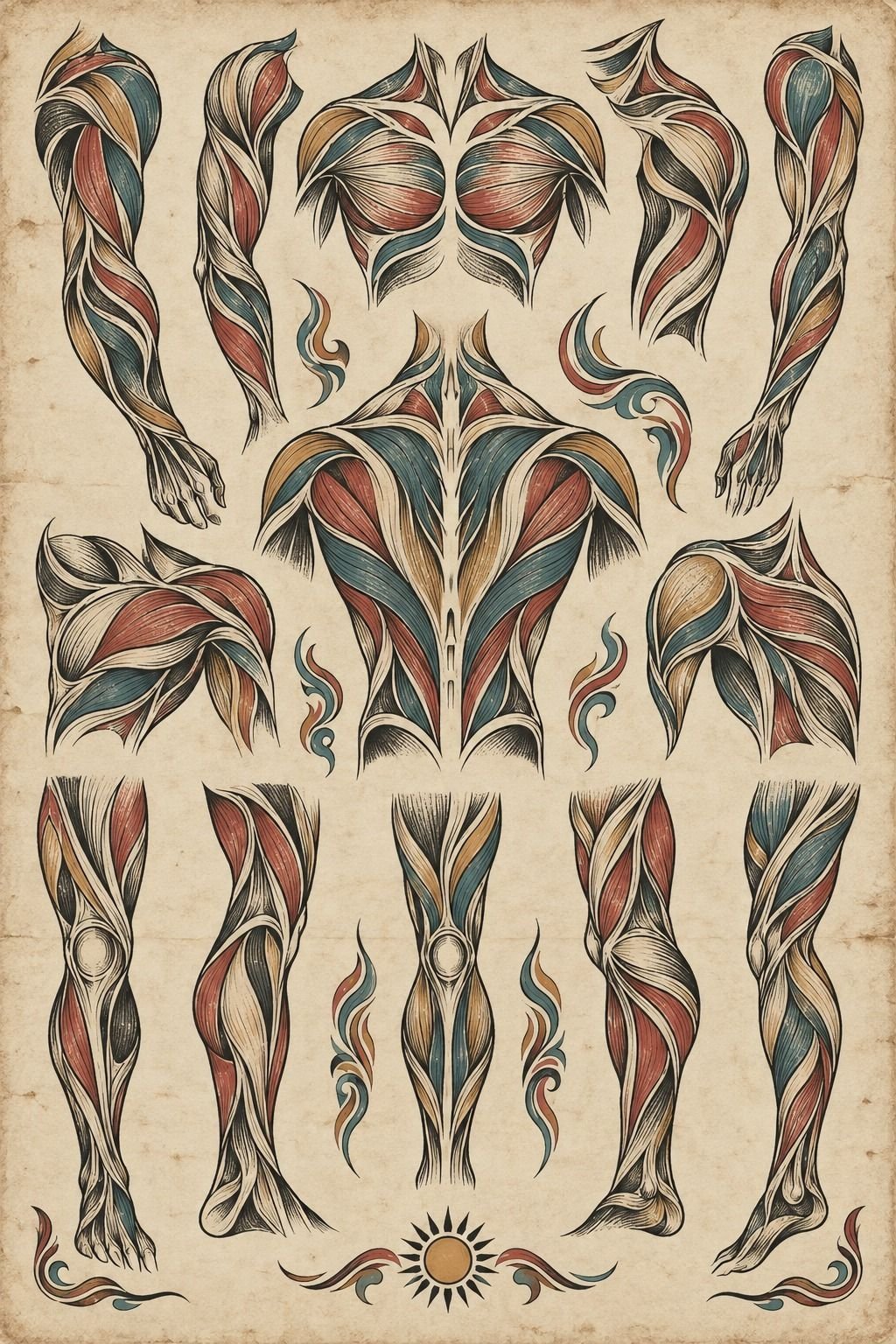 Place Flowing Tattoos Along Muscular Anatomy
