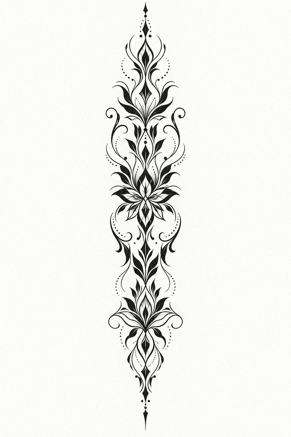 Delicate Botanical Blackwork Linework