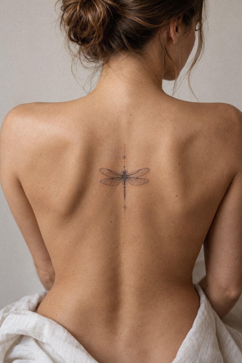 Tiny Dragonfly Tattoo Behind the Ear