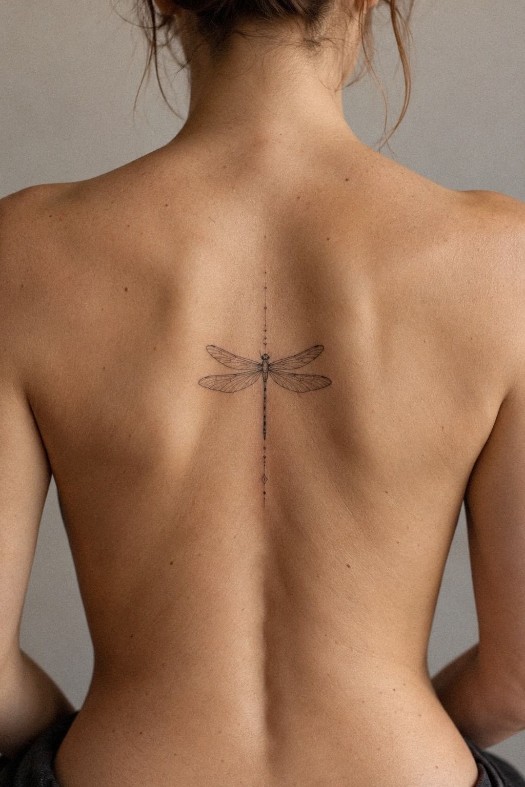 Watercolor Dragonfly Tattoo with Delicate Wings: Color Over Dense Black