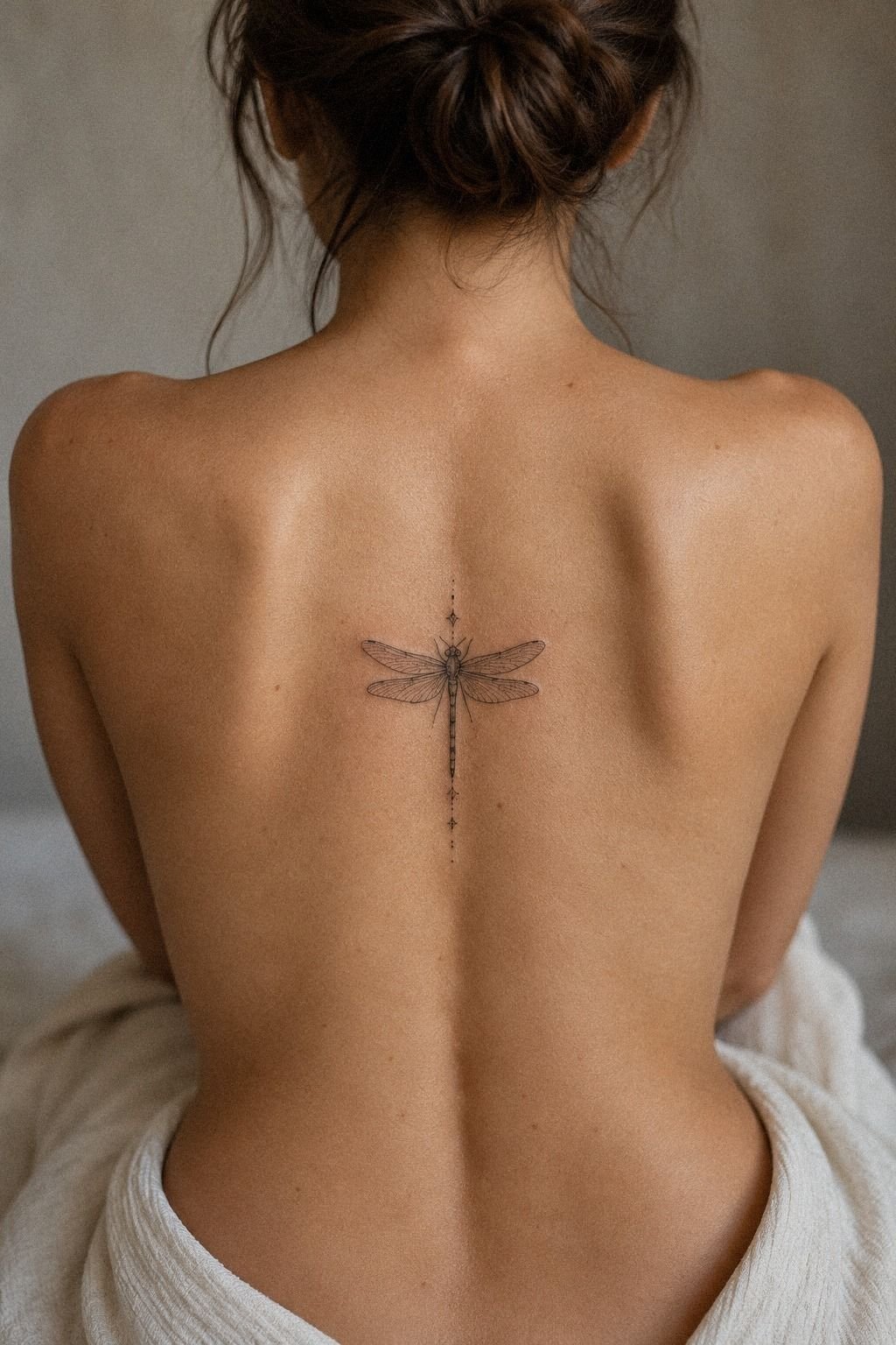 Place Fine Dotwork Dragonfly Tattoo on the Ankle