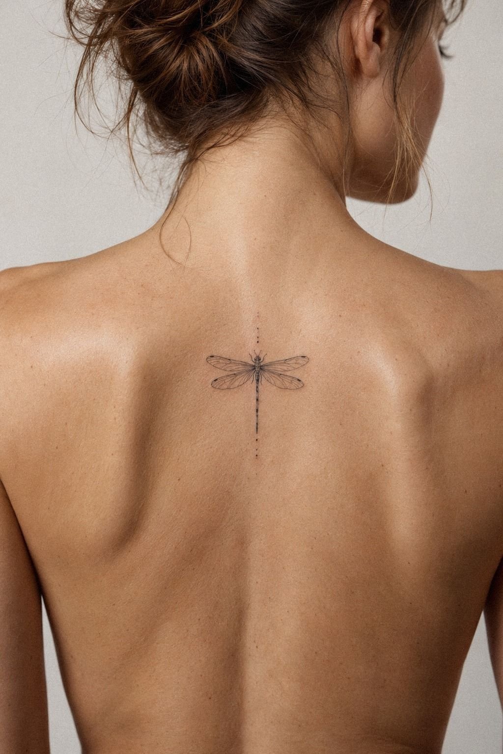 Ornate Dragonfly Tattoo on the Shoulder Blade: Stencil Over Saturation