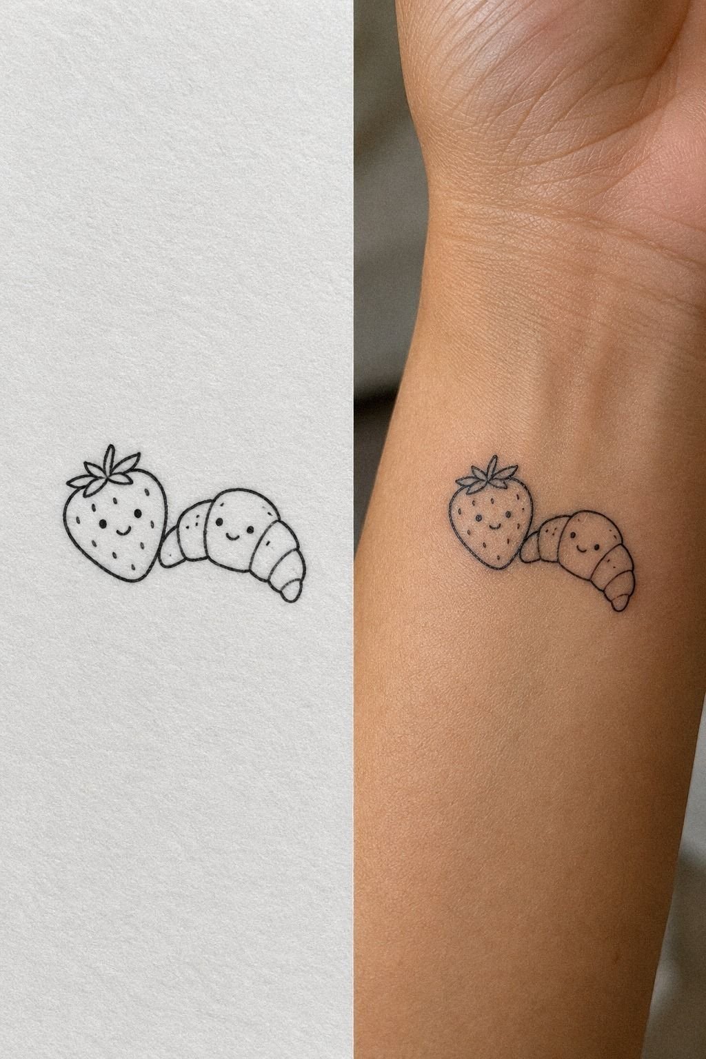 Playful Tiny Food Tattoos with Clean Linework