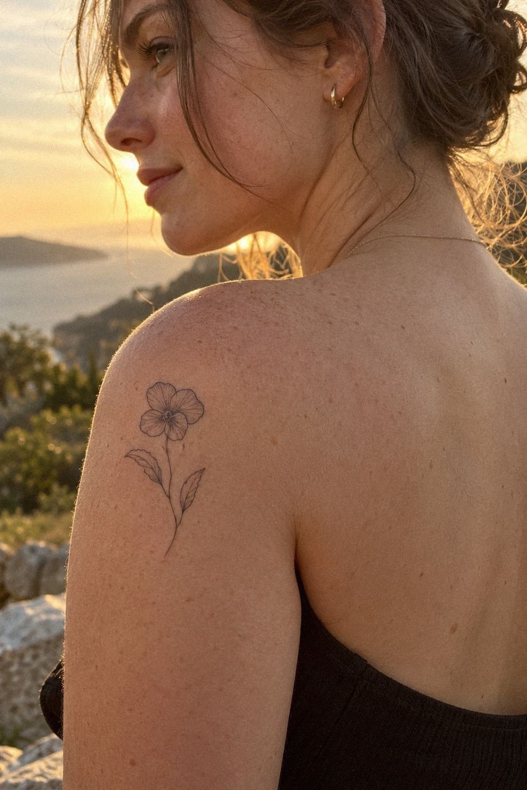 A Delicate Violet February Birth Flower Tattoo