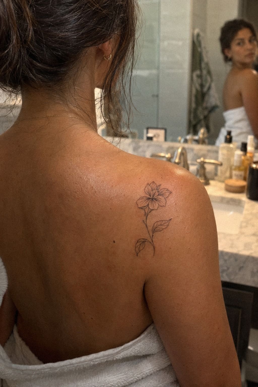 Choose a Bold February Birth Flower Shoulder Tattoo