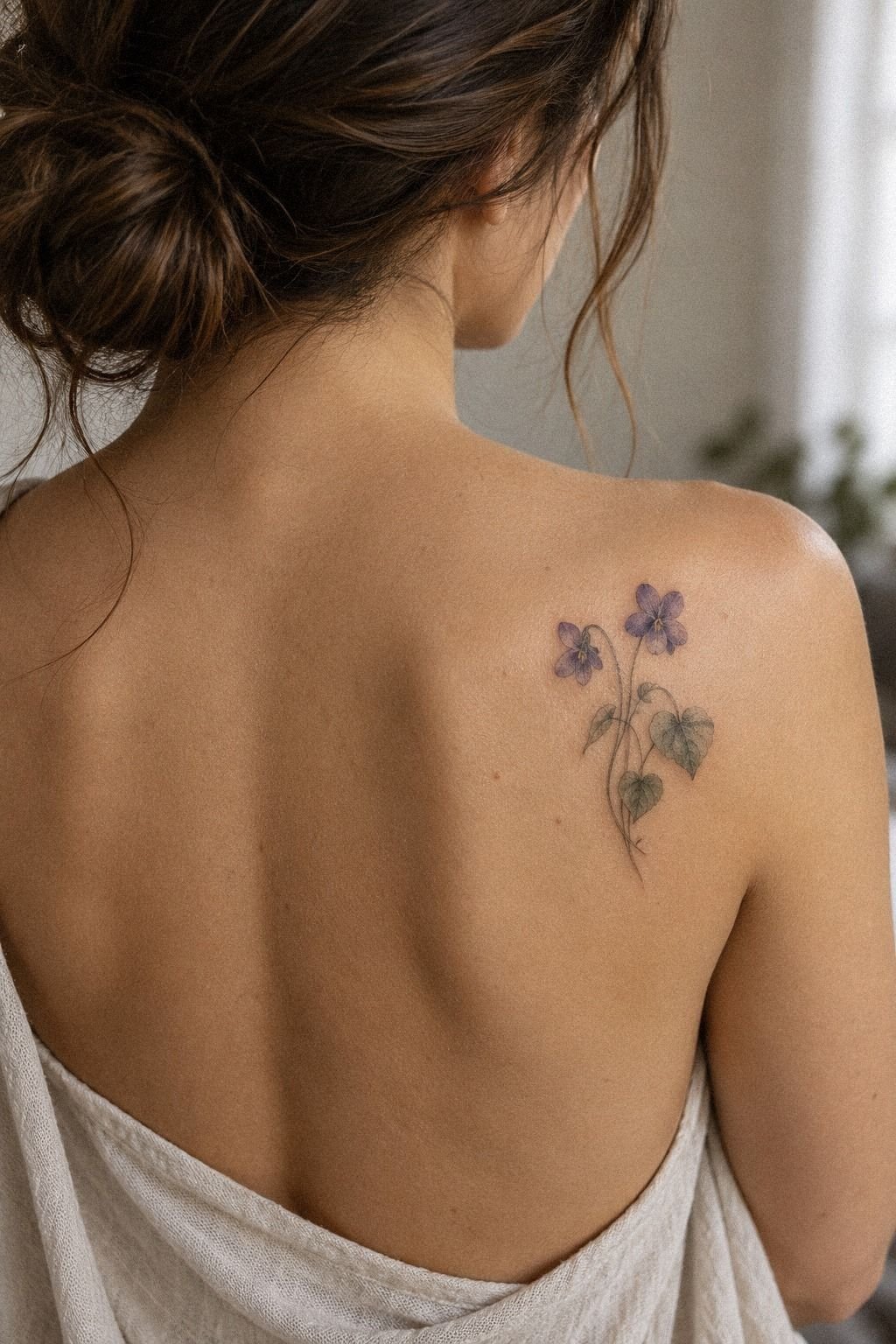 When Watercolor Meets a February Violet Ankle Tattoo