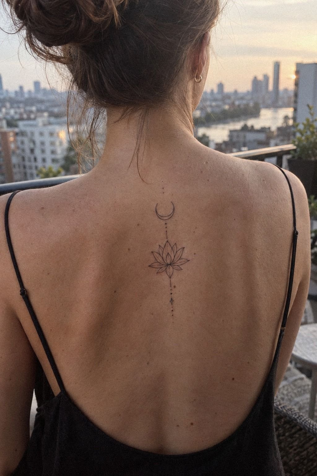 Crescent Moon and Lotus Linework