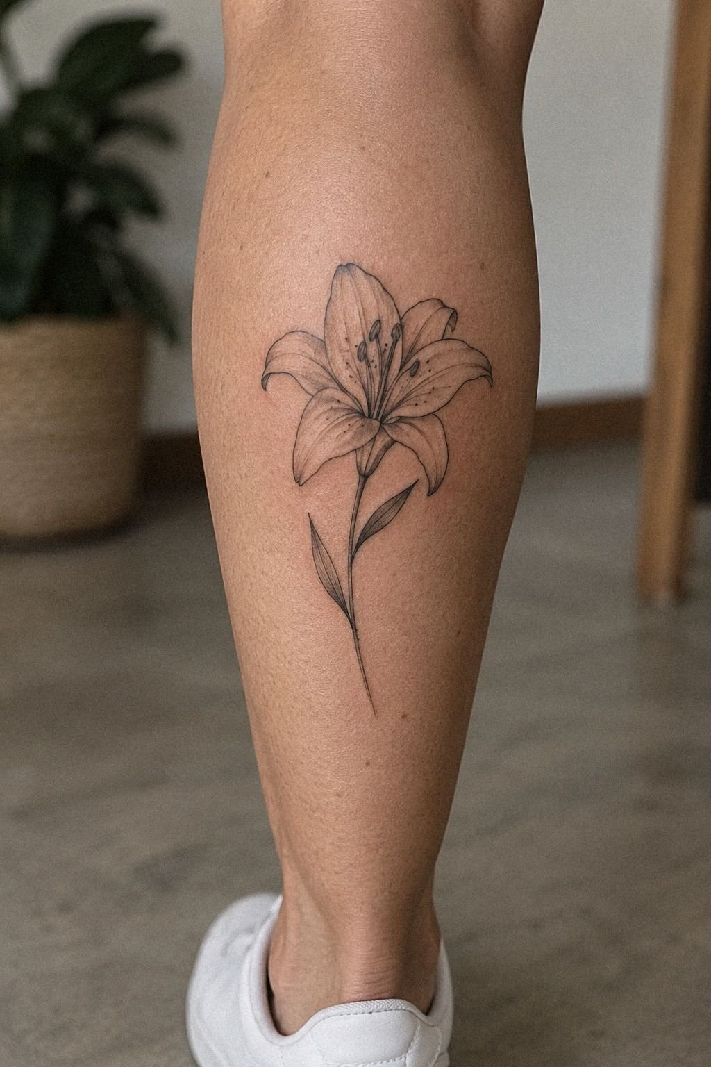 Strip the Details Back for a Minimalist Lily Tattoo