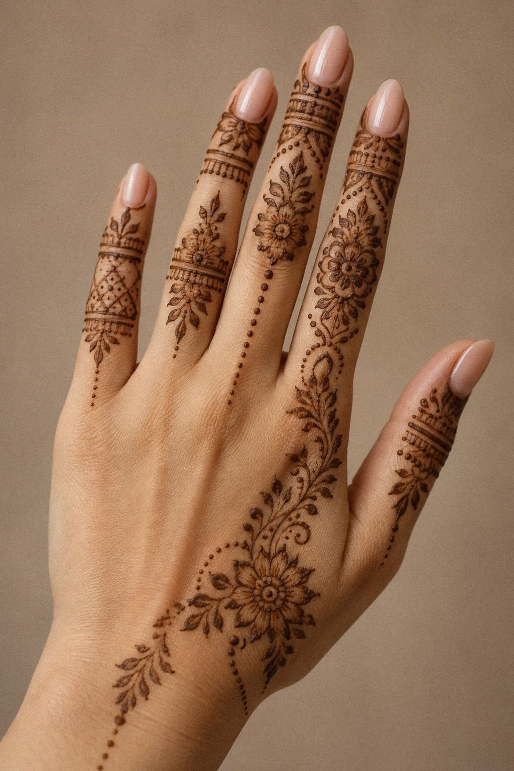 Simple Henna Caps Over Full Tips