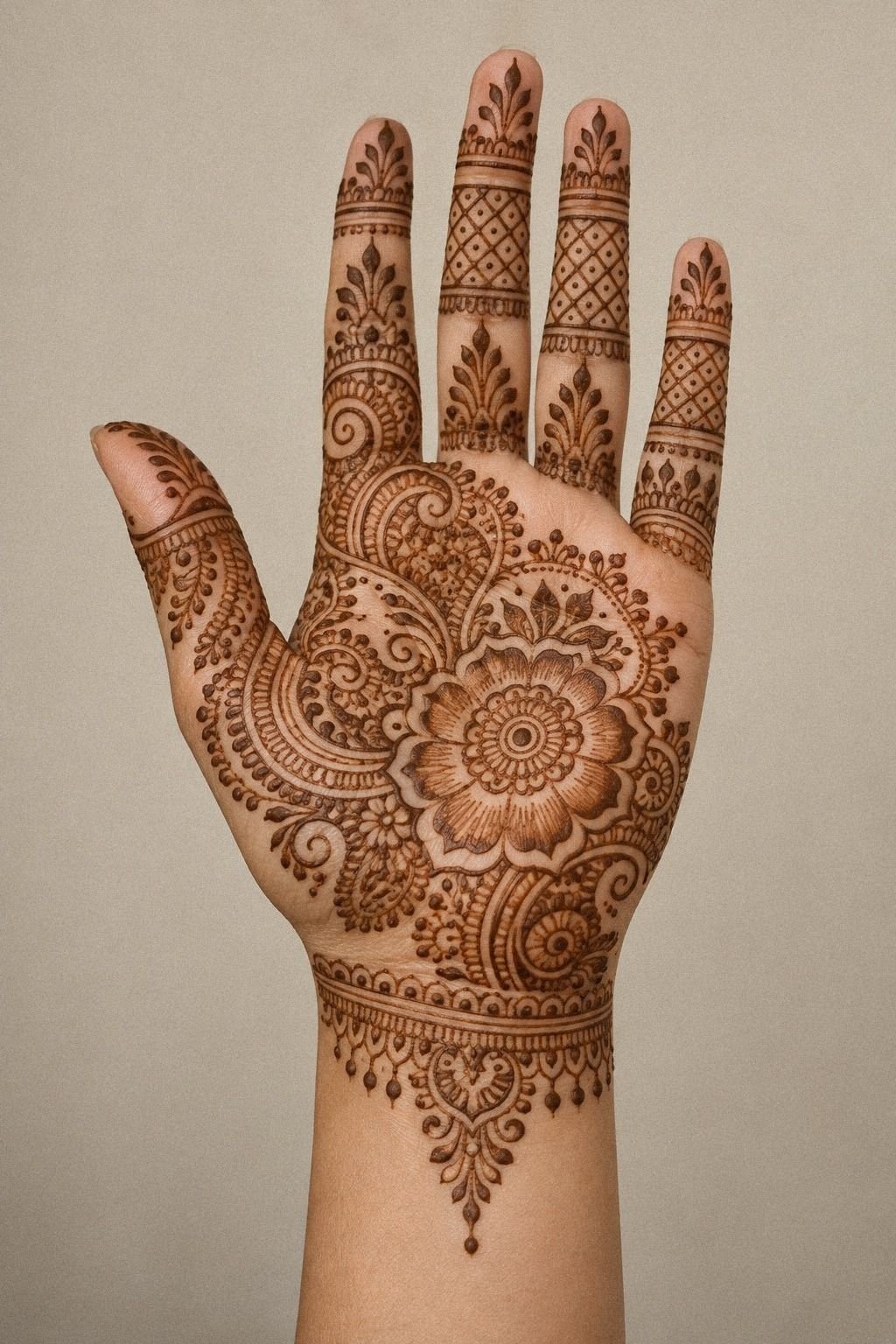 Lotus Centered Palm Henna Design
