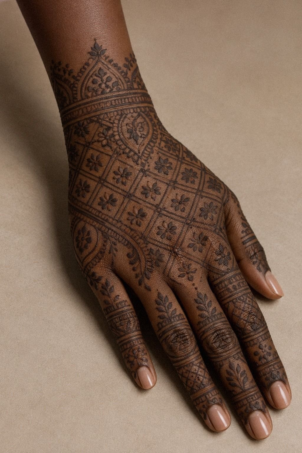 Traditional Grid Full Hand Mehndi