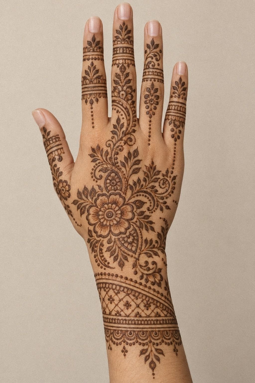 Modern Back Hand Mehndi Flow